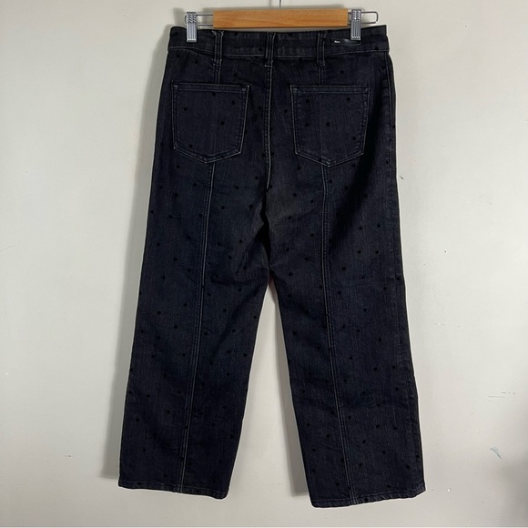 Anthropologie Pilcro Polka Dot Faded Black Wide Leg High Rise Crop Jeans Size 26 - Picture 6 of 14